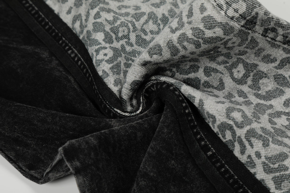 Pantalon en jean à empiècement léopard Madxmarx