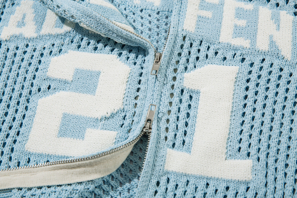 Madxmarx Mesh Varsity Knit Jacket