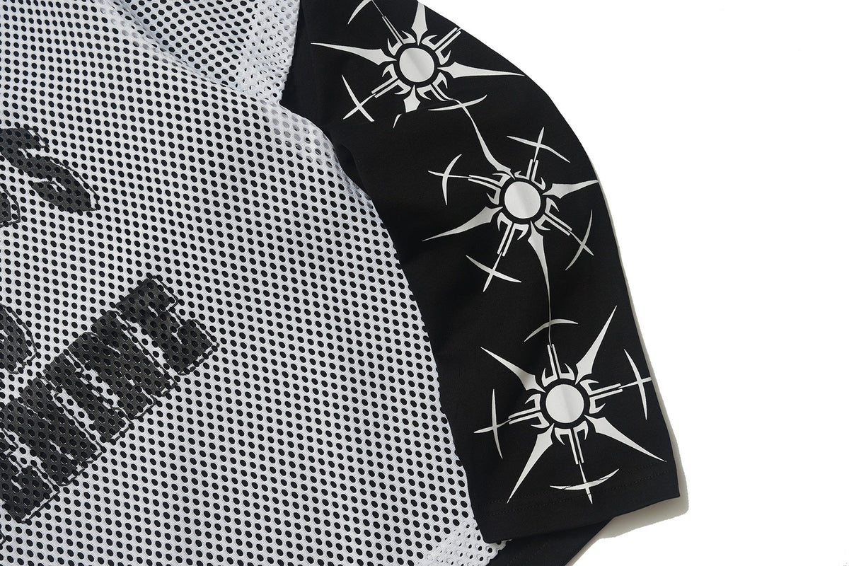 Madxmarx Layered Mesh Graphic Long Sleeve Tee