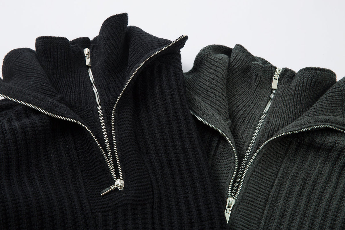 Madxmarx Minimalist Half-Zip Knit Sweater