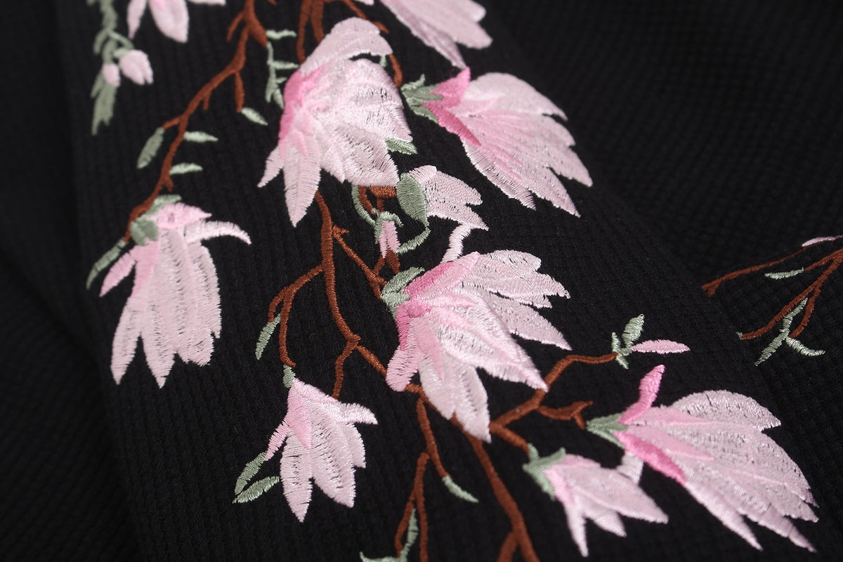 Madxmarx Floral Sleeve Waffle Long Sleeve