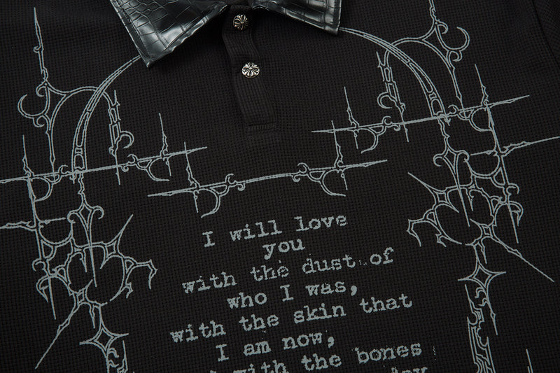 Madxmarx Barbed Poetry Layered Collar Long Sleeve Polo