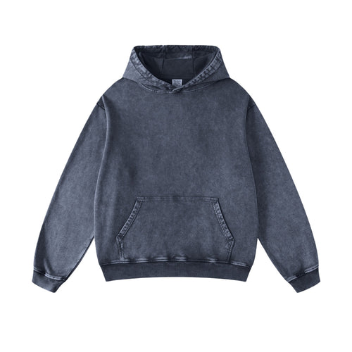 Conjunto de moletom com capuz e calça em algodão puro lavado com água - azul / S / principal