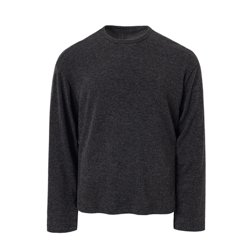 Madxmarx Ribbed Texture Long-Sleeve Tee - M / Black