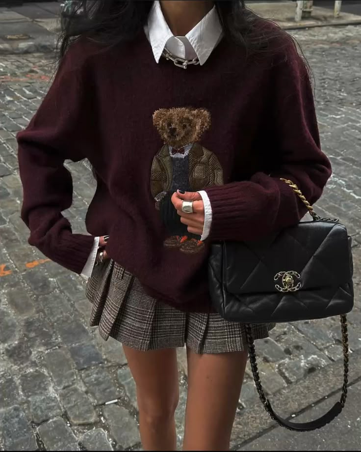 Maglione girocollo pesante in lana RL Bear di alta qualità