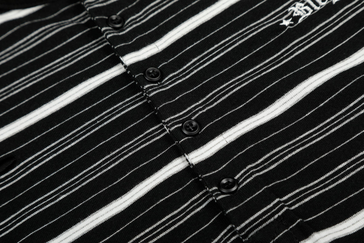 Madxmarx Striped Henley Long Sleeve Tee