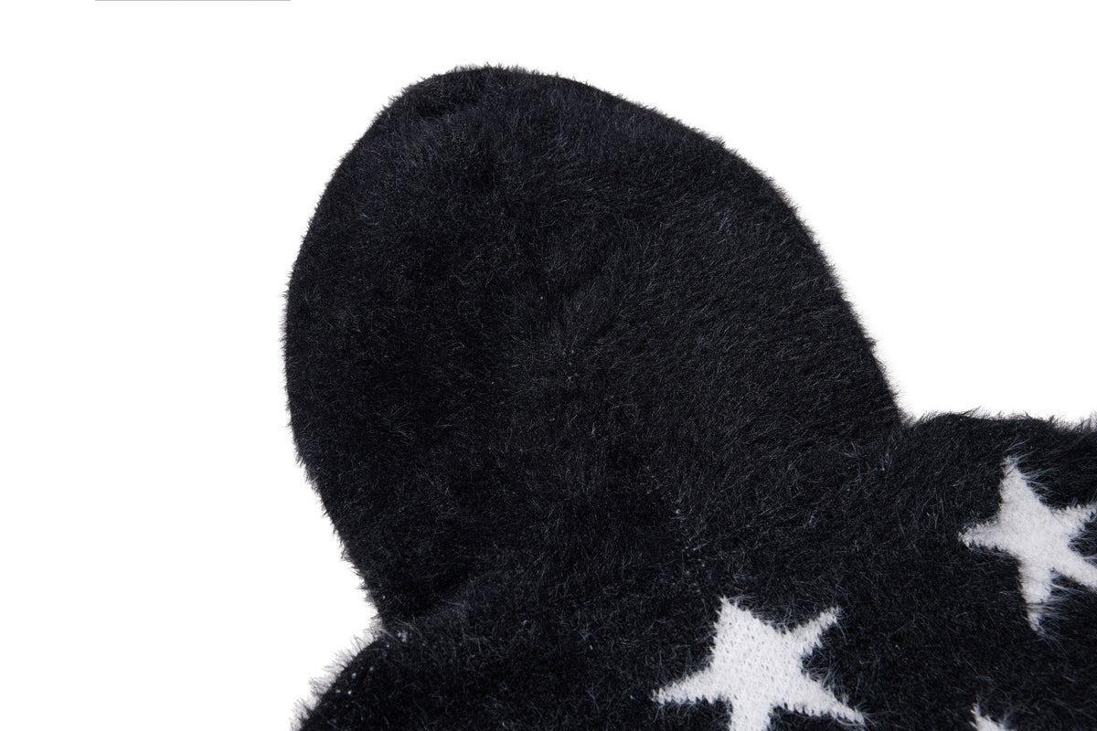 Madxmarx Fuzzy Star Stripe Zip-Up Sweater