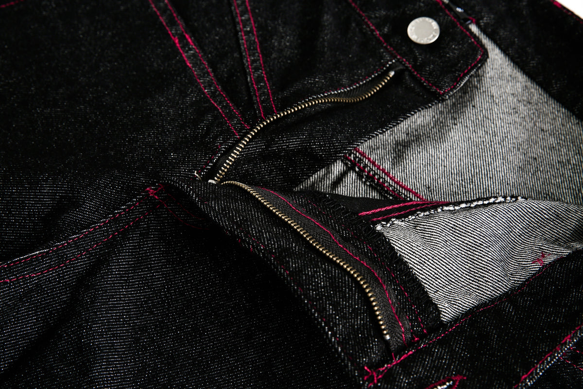 Madxmarx Red Stitch Barrel Denim Pants