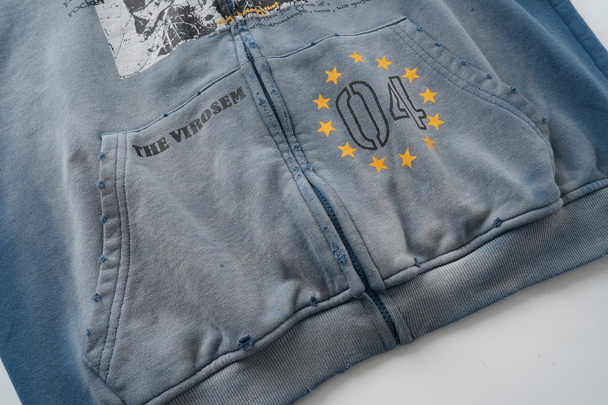 Madxmarx Vintage Graphic Zip-Up Hoodie