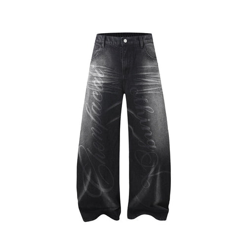 Madxmarx Script Logo Jeans mit weitem Bein - XS / Schwarz