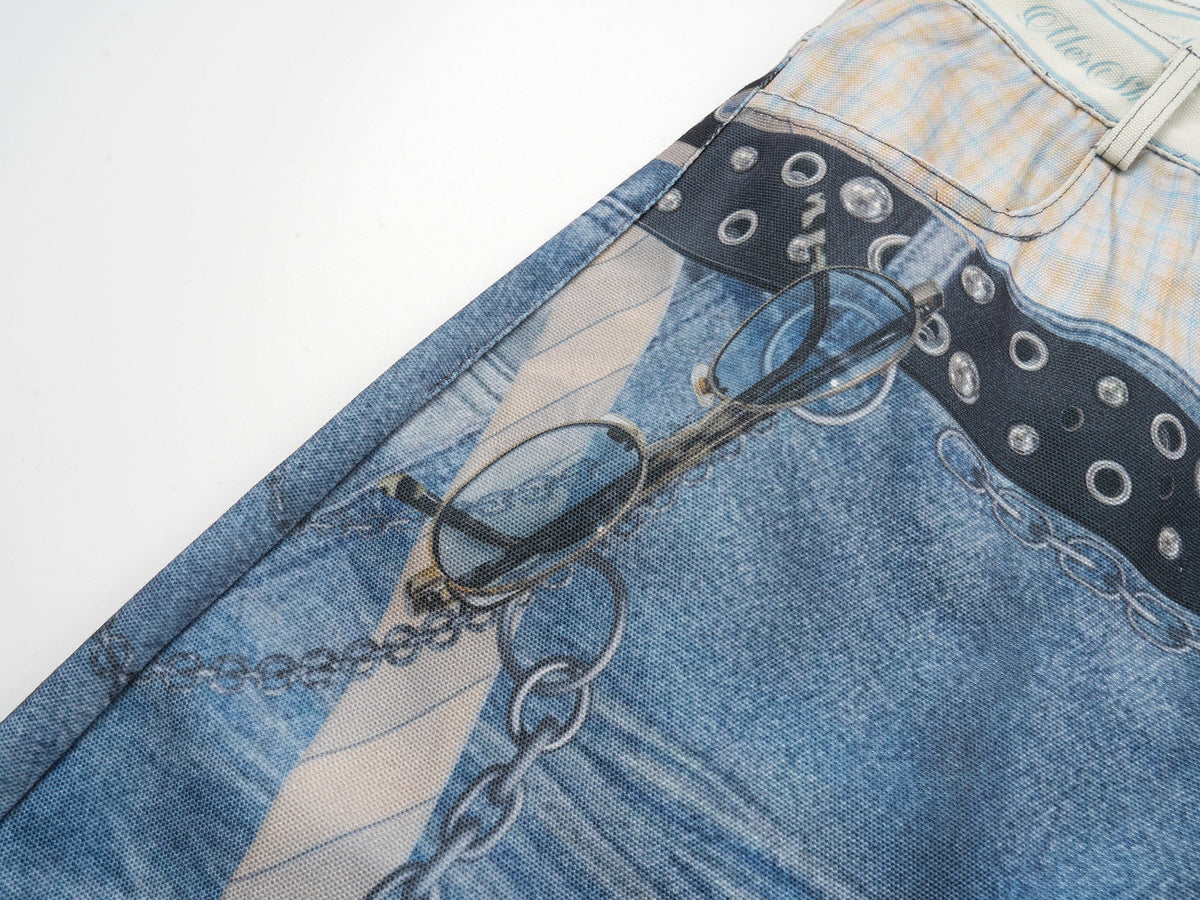 Pantalon en jean trompe-l'œil multicouche Madxmarx