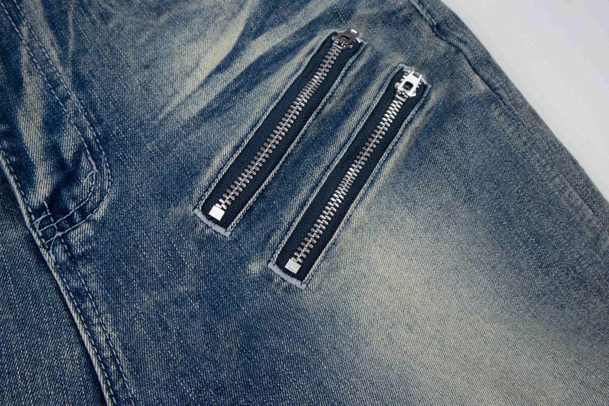 Madxmarx Stacked Moto Zip Jeans