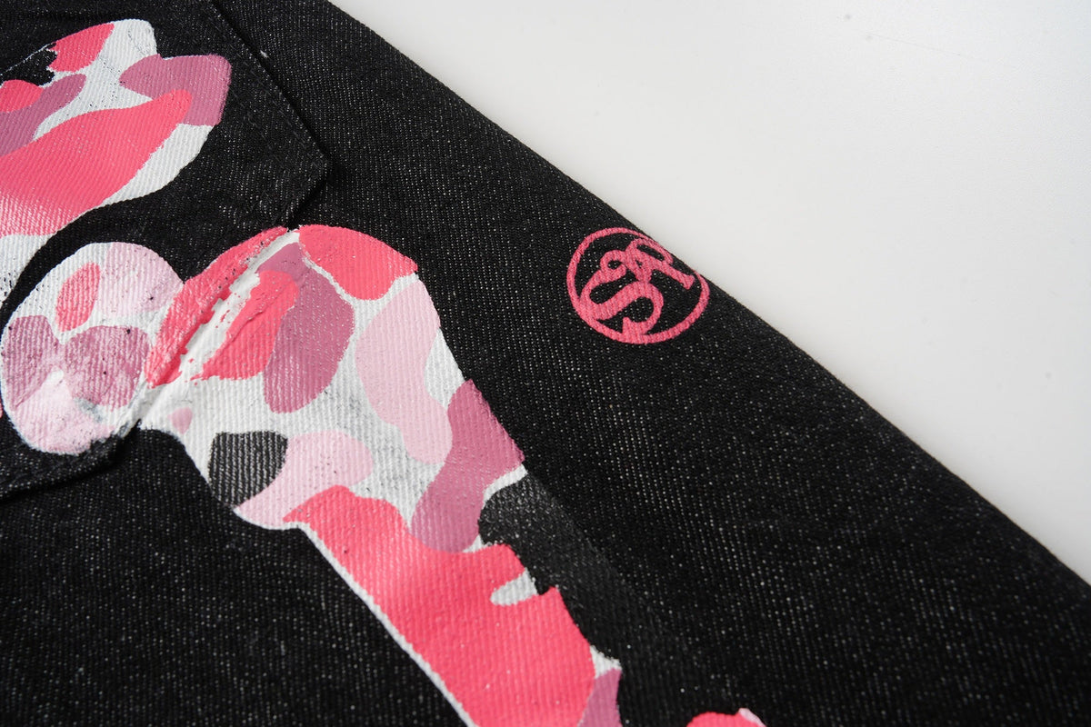 Pantalones vaqueros de pierna ancha con estampado de esqueleto de Madxmarx