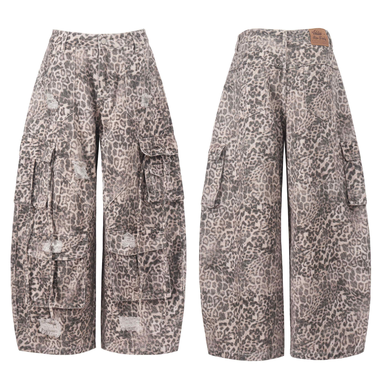 Madxmarx Leopard Cargo Baggy Jeans