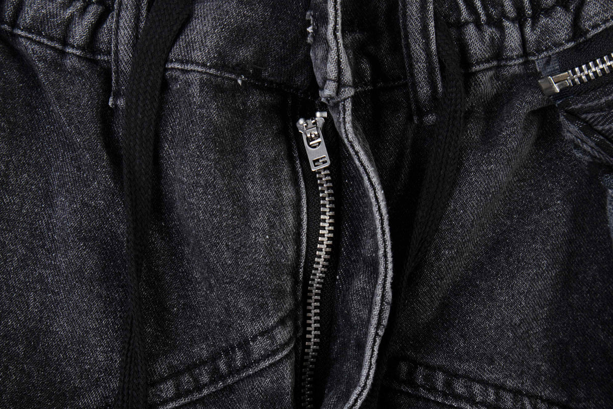 Madxmarx Layered Plaid Baggy Jeans