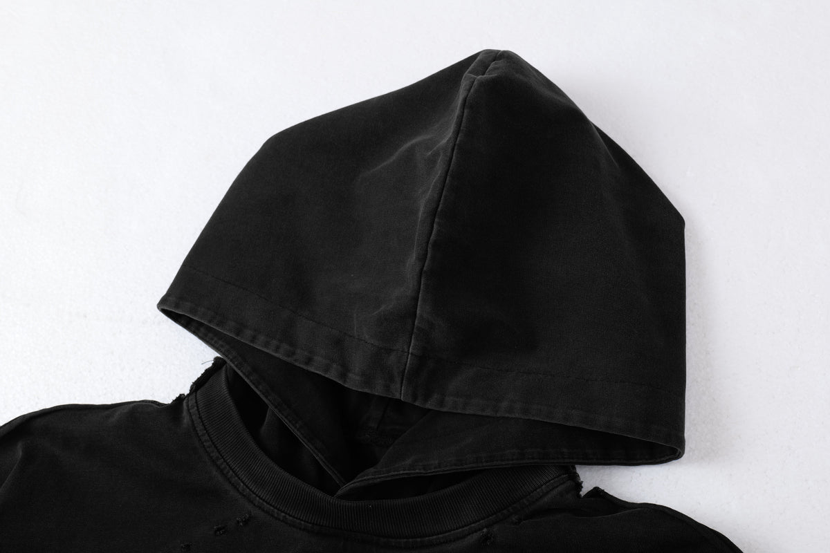 Madxmarx Destroyed Layered Graphic Hoodie Tee