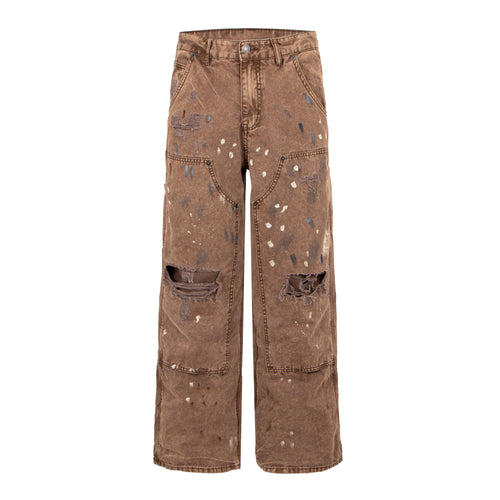 Pantalones vaqueros de trabajo desgastados Madxmarx - XS / Marrón
