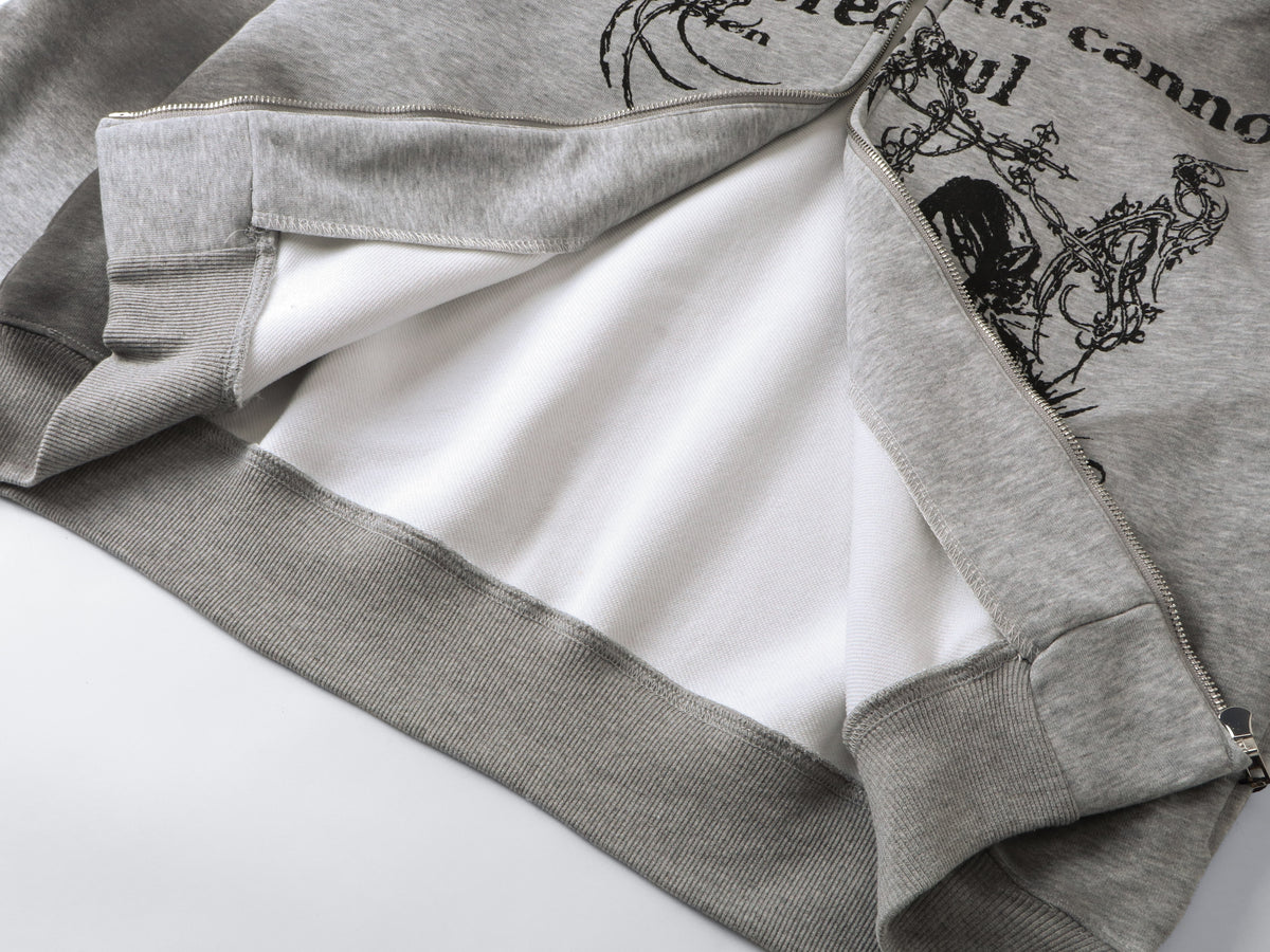 Madxmarx Gothic Fur-Trim Zip-Up Hoodie