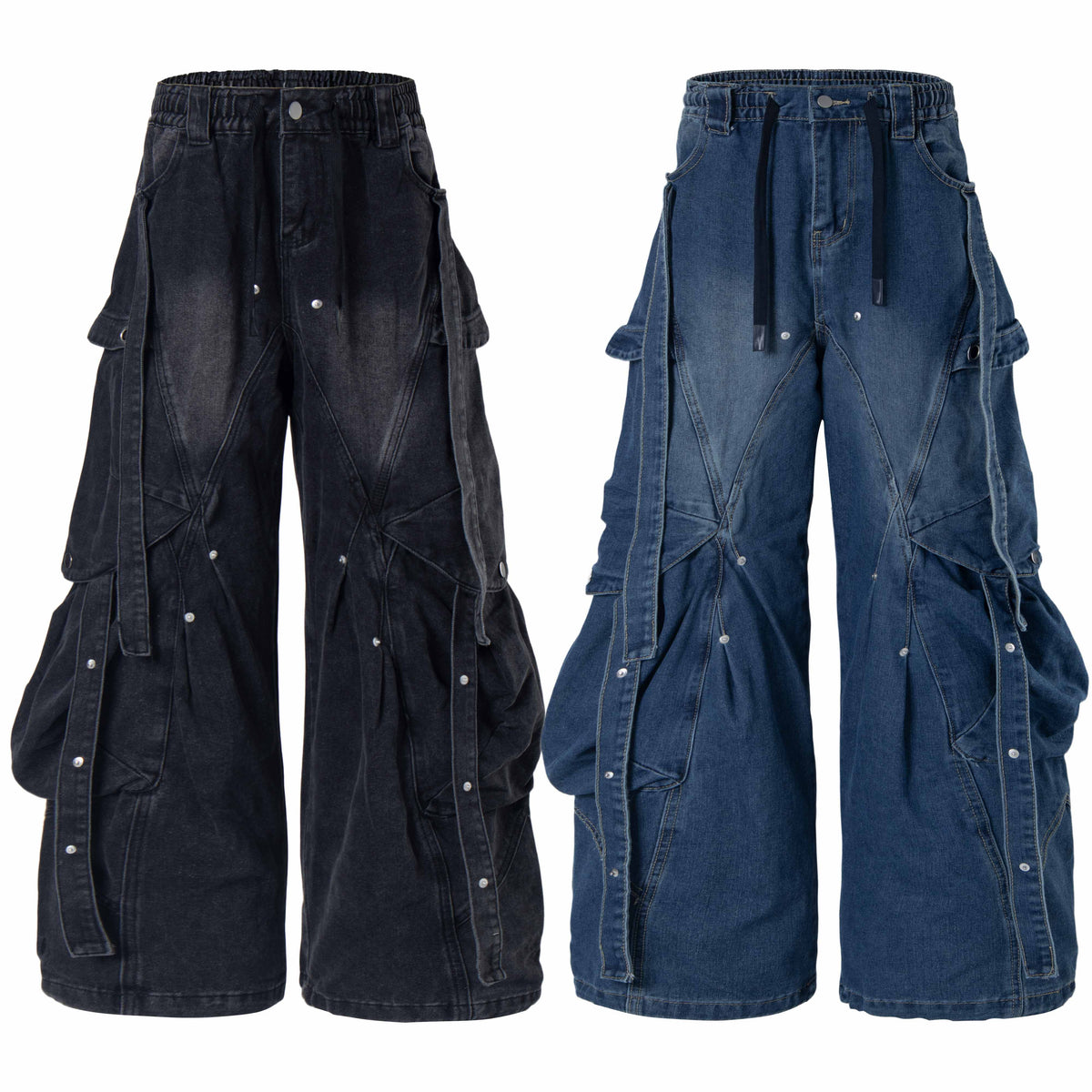 Madxmarx Multi-Pocket Baggy Denim Jeans