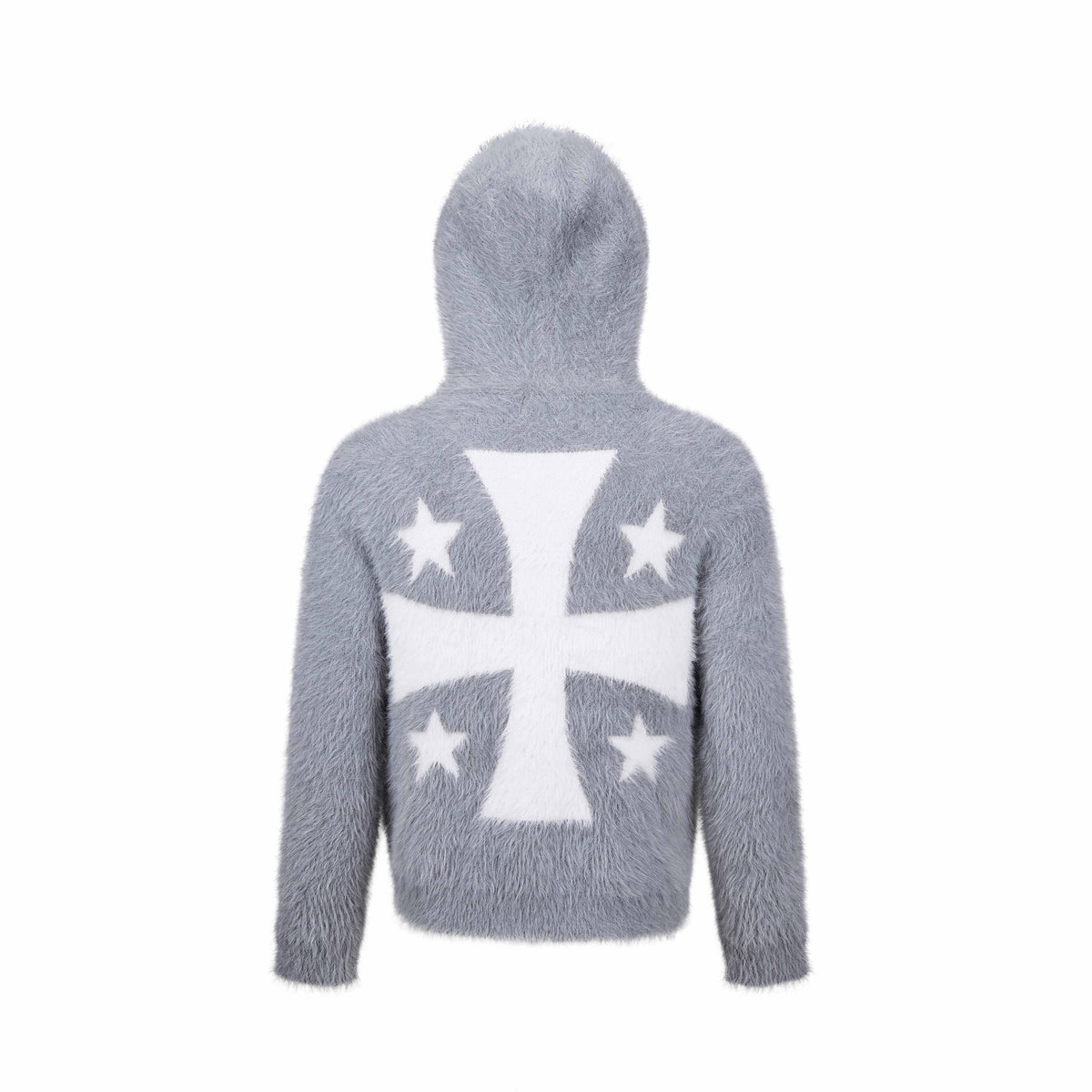 Madxmarx Fuzzy Graphic Zip-Up Sweater