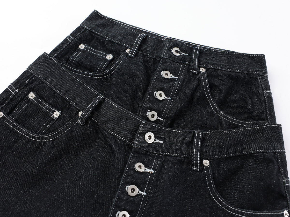 Pantalon utilitaire en jean à double taille Madxmarx