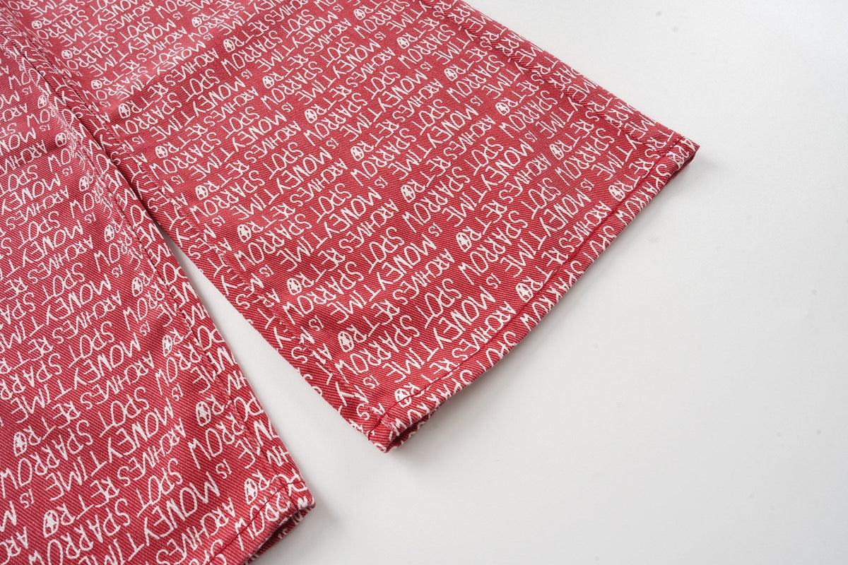 Madxmarx Hose mit Allover-Schriftprint und weitem Bein