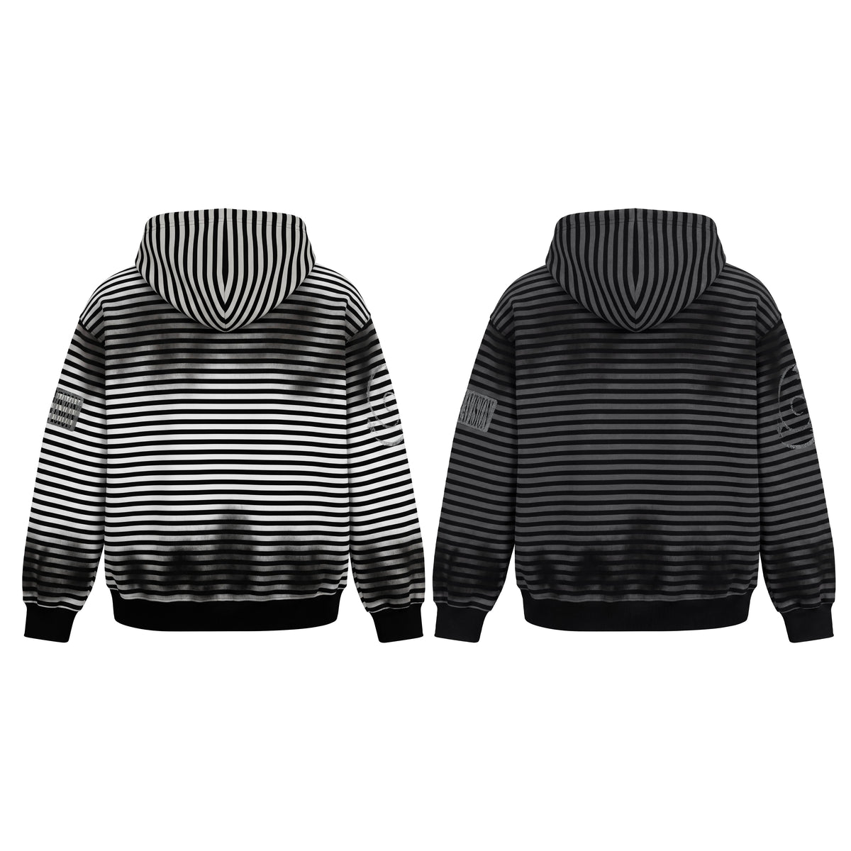 Madxmarx Striped Graphic Zip-Up Hoodie