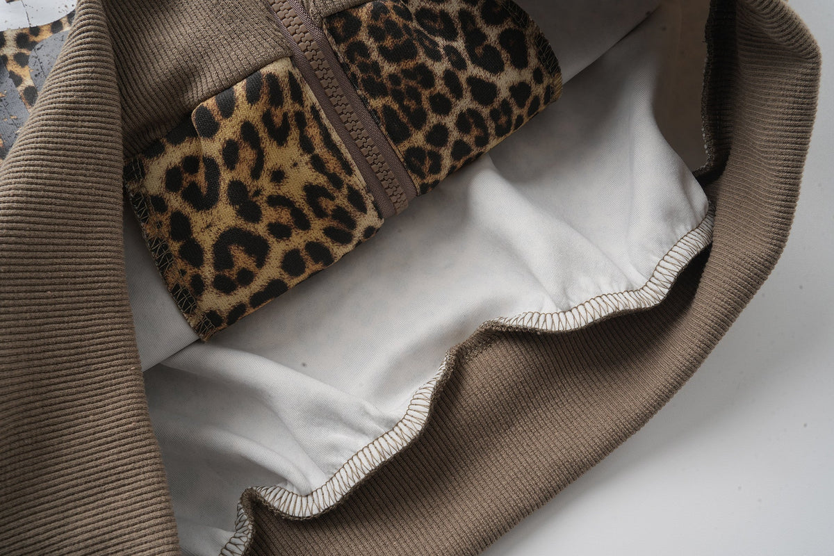 Madxmarx Leopard Graphic Zip-Up Hoodie