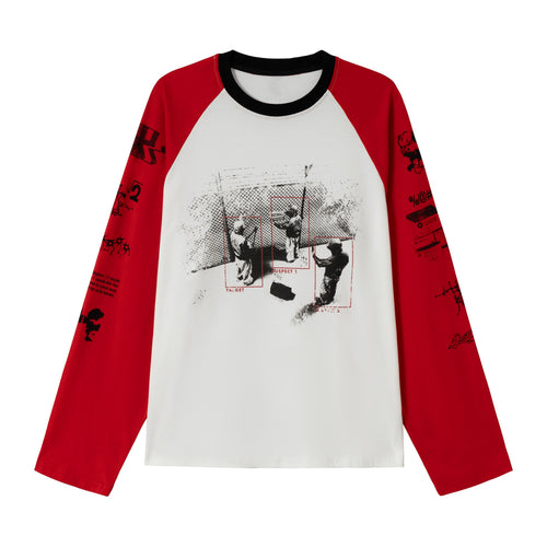 Camiseta de manga larga tipo raglán con gráfico Madxmarx - M / Rojo