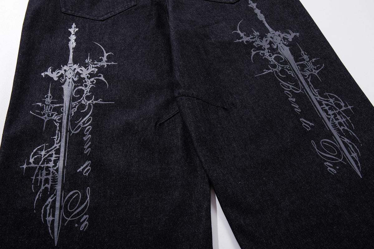 Madxmarx Gothic Cross Wide-Leg Jeans