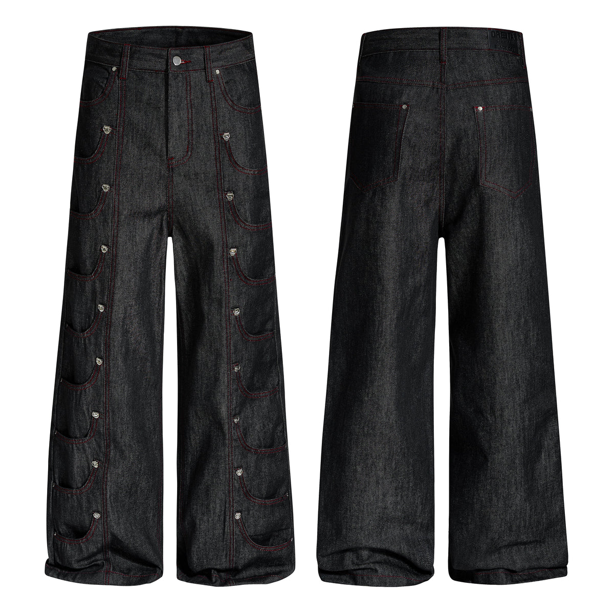 Pantalon en jean à poches multiples surpiqué Madxmarx