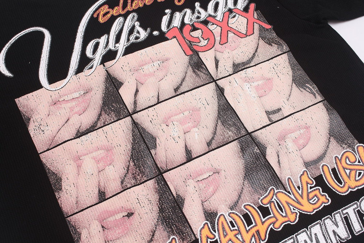 Madxmarx Vintage Graphic Waffle Long Sleeve