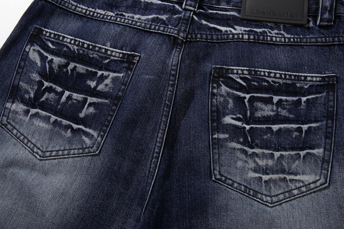 Madxmarx Cracked-Wash Wide-Leg Denim
