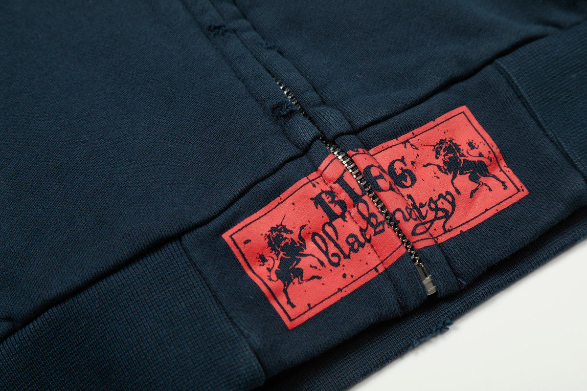 Madxmarx Distressed Crest Zip-Up Hoodie
