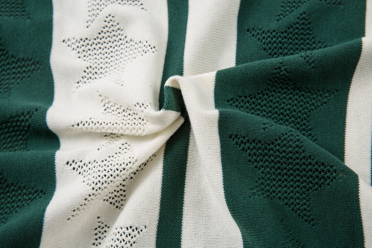 Madxmarx Retro Striped Knit Polo Shirt