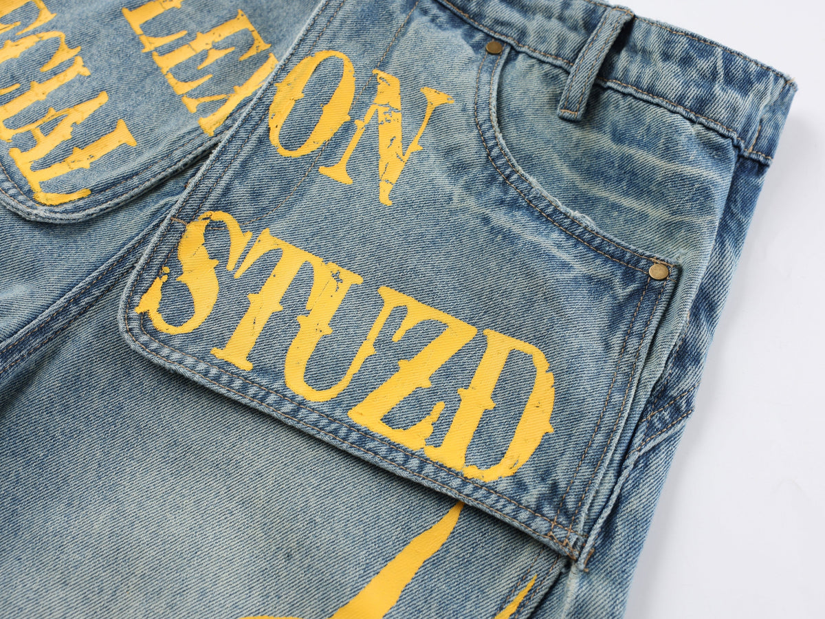 Madxmarx Graphic Wide-Leg Denim Pants