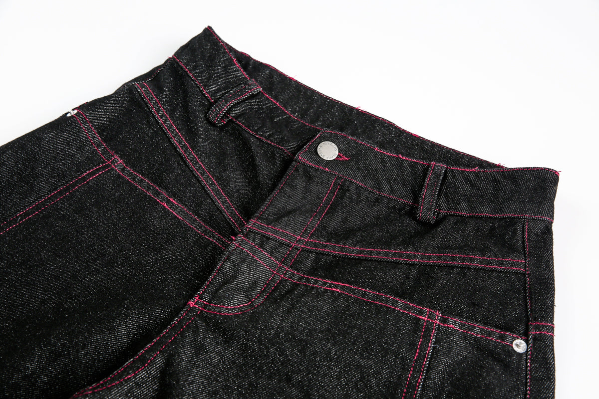 Madxmarx Red Stitch Barrel Denim Pants