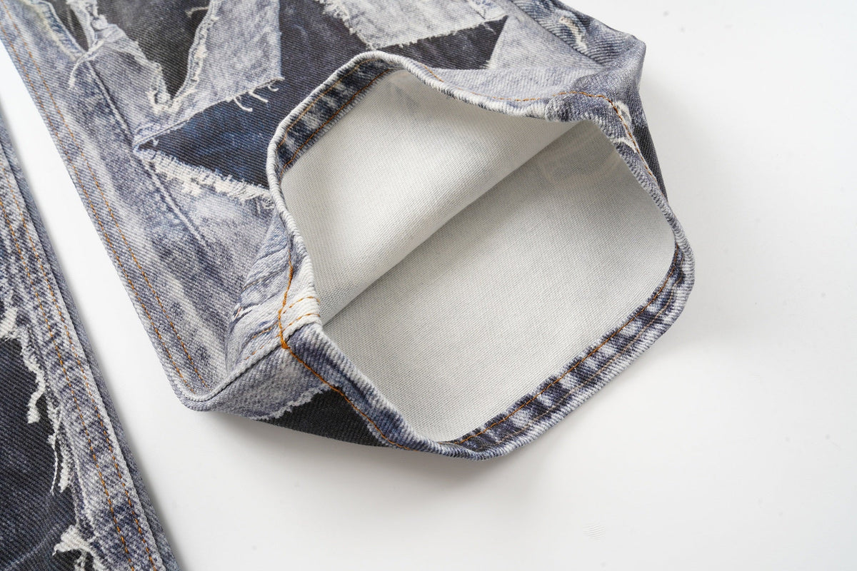Madxmarx Distressed Patchwork Jeans
