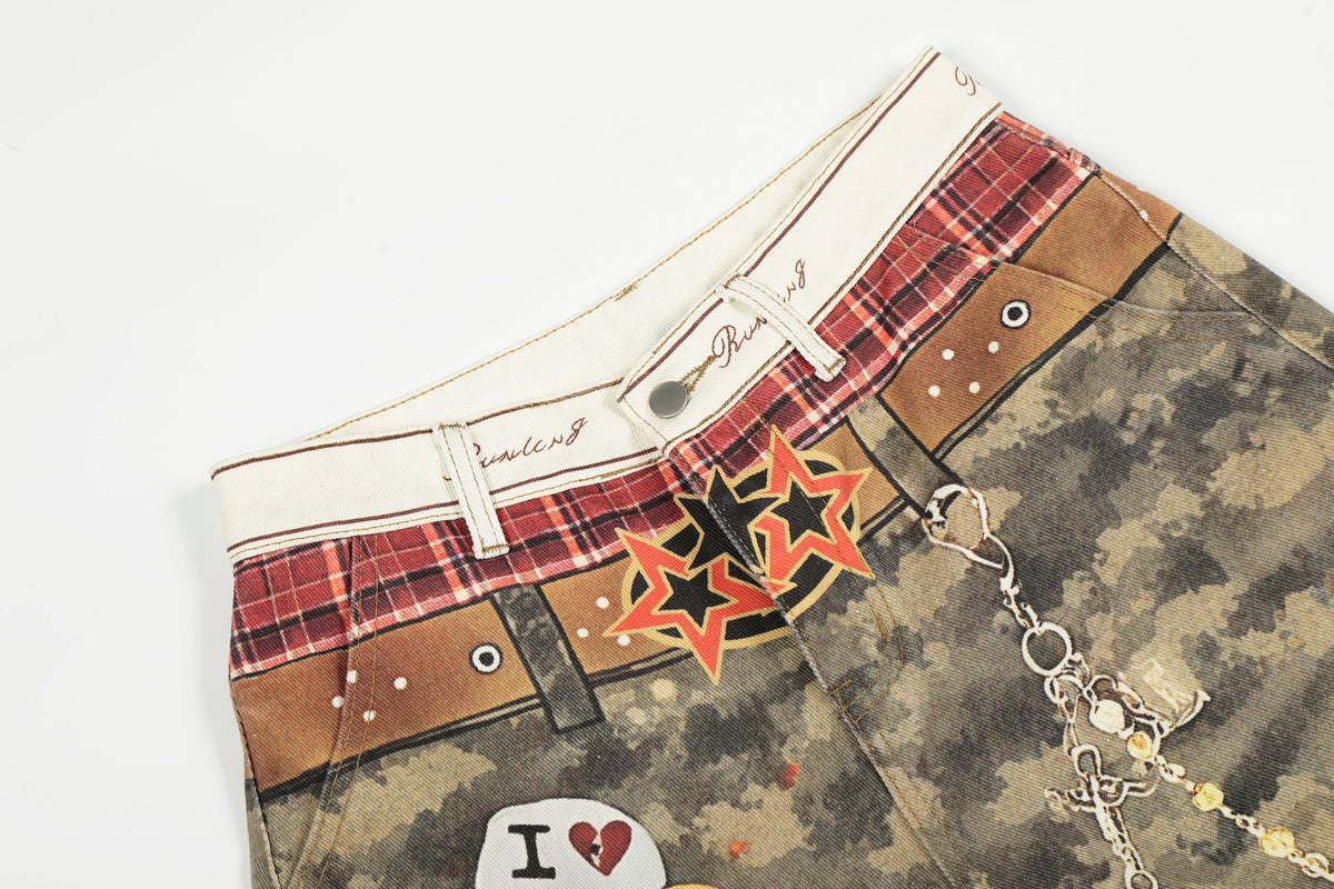Pantalon en jean large à patchwork camouflage Madxmarx