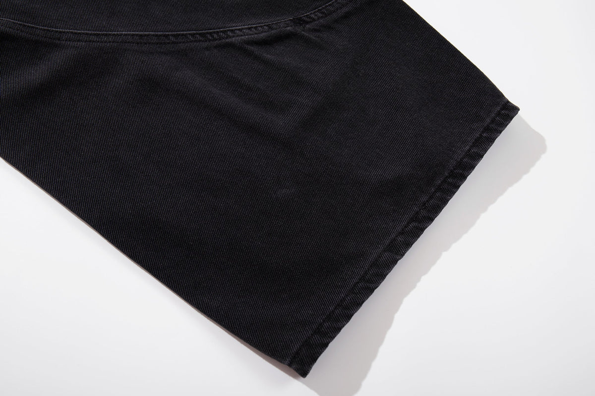 Madxmarx Strap-Detail Washed Wide-Leg Jeans