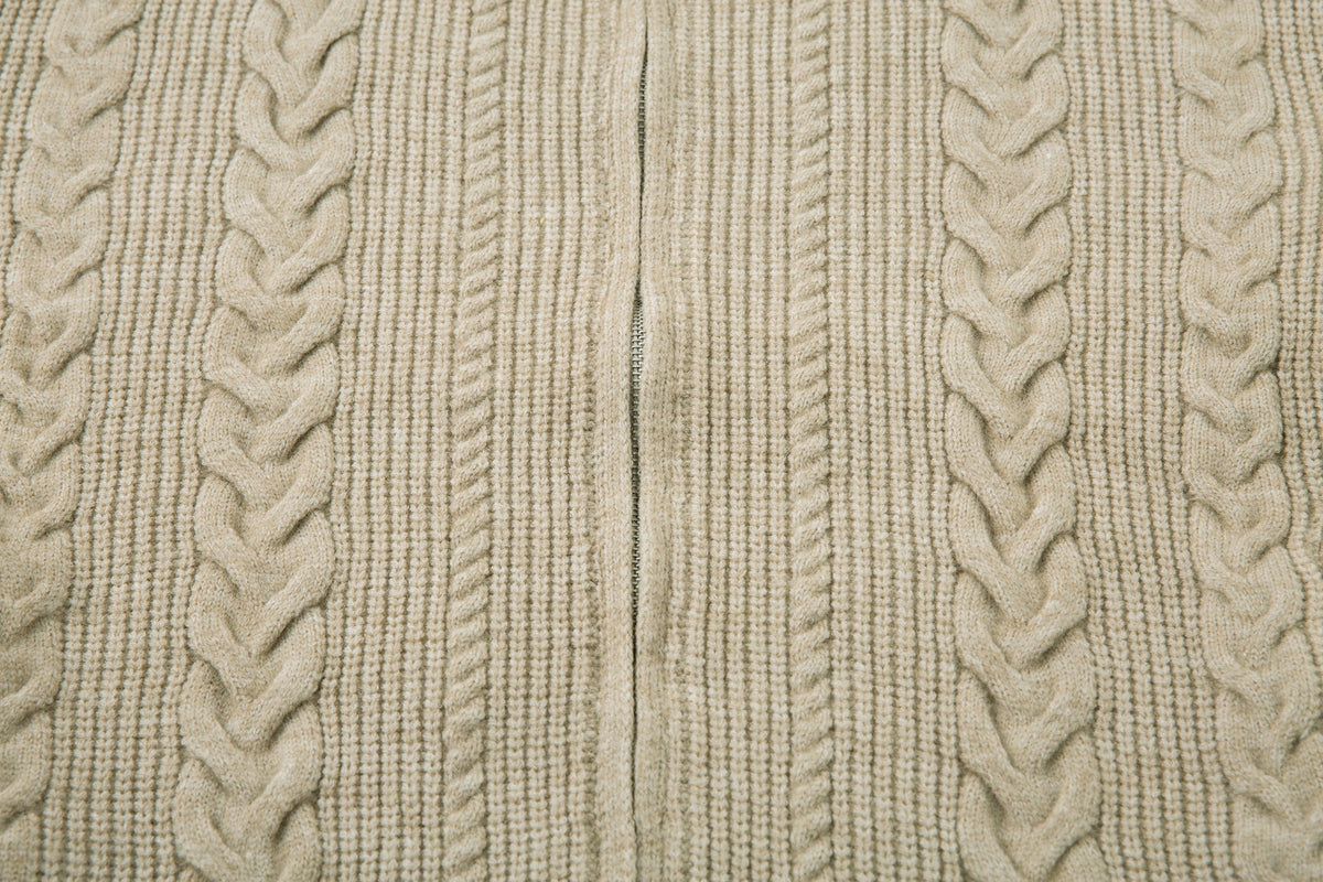 Madxmarx Cable Knit Zip-Up Sweater Jacket