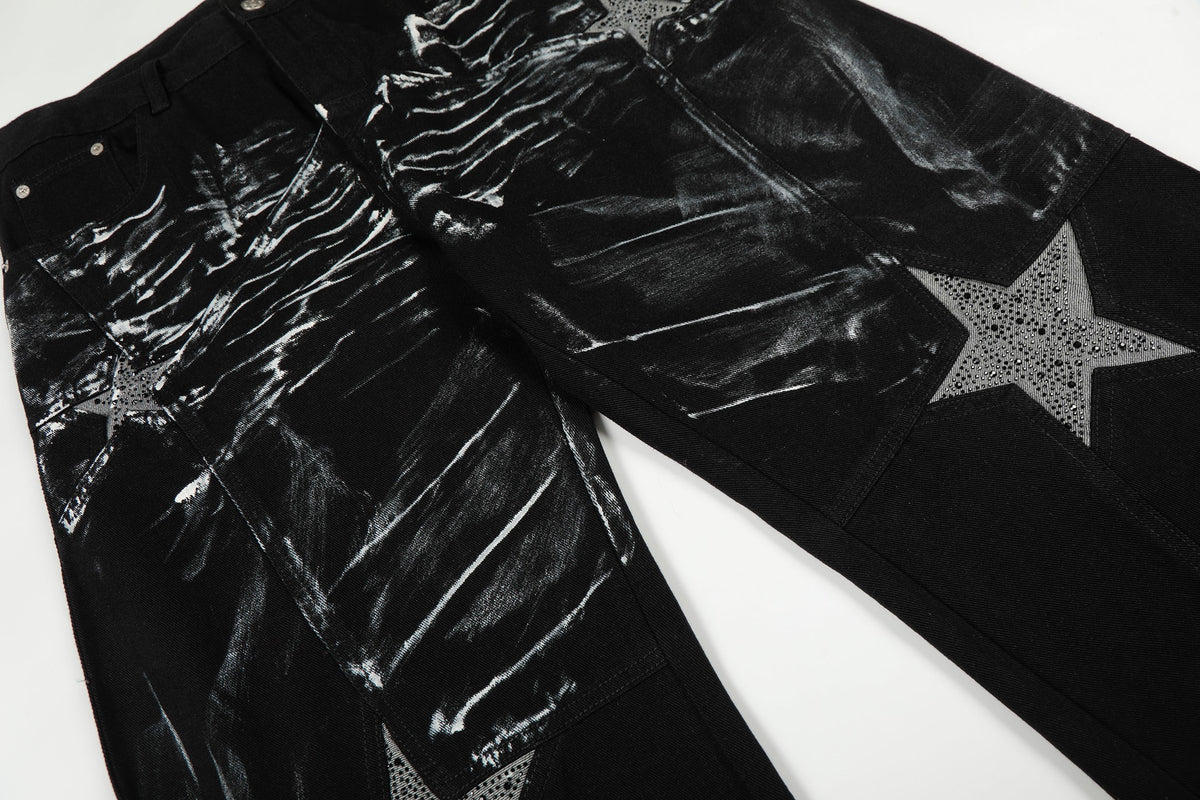 Madxmarx Star Brush-Stroke Wide-Leg Jeans