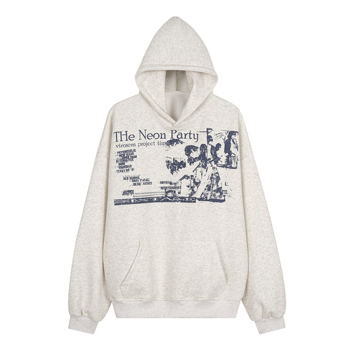 Madxmarx “Neon Party” Graphic Hoodie - M / Grey