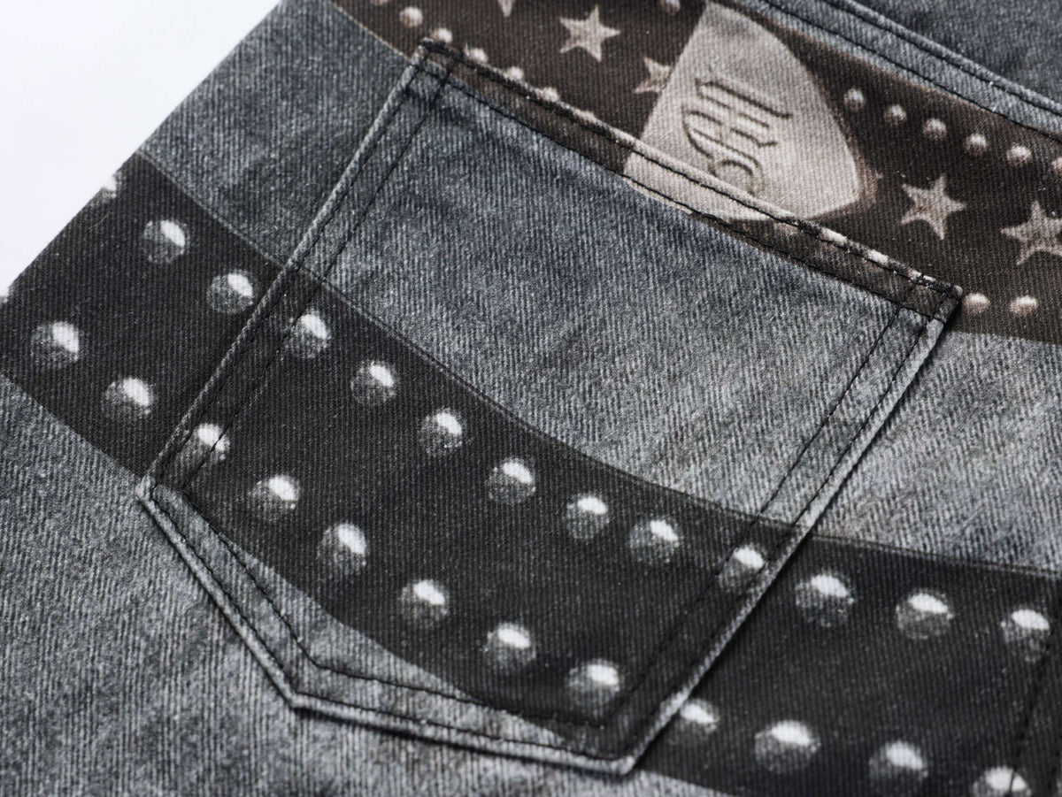 Madxmarx Washed Studded Wide-Leg Jeans