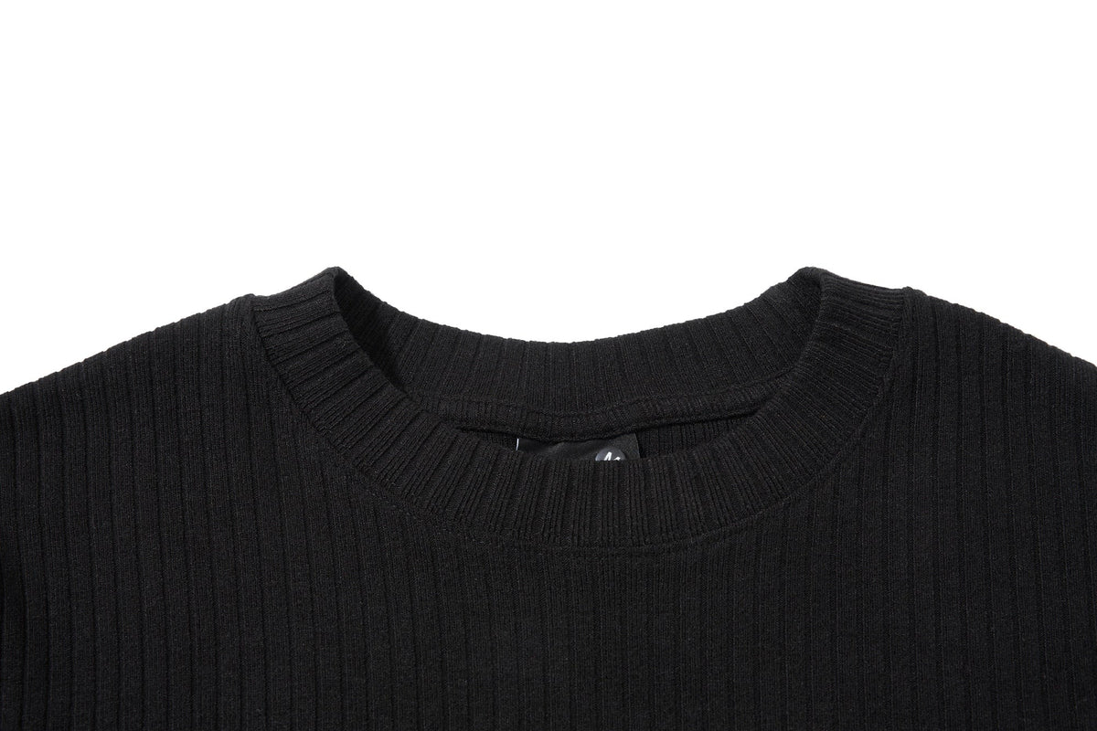 Madxmarx Distressed Flag Ribbed Long Sleeve Tee