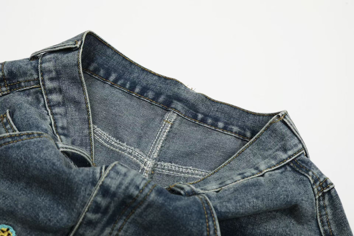 Jean en denim brodé tropical Madxmarx