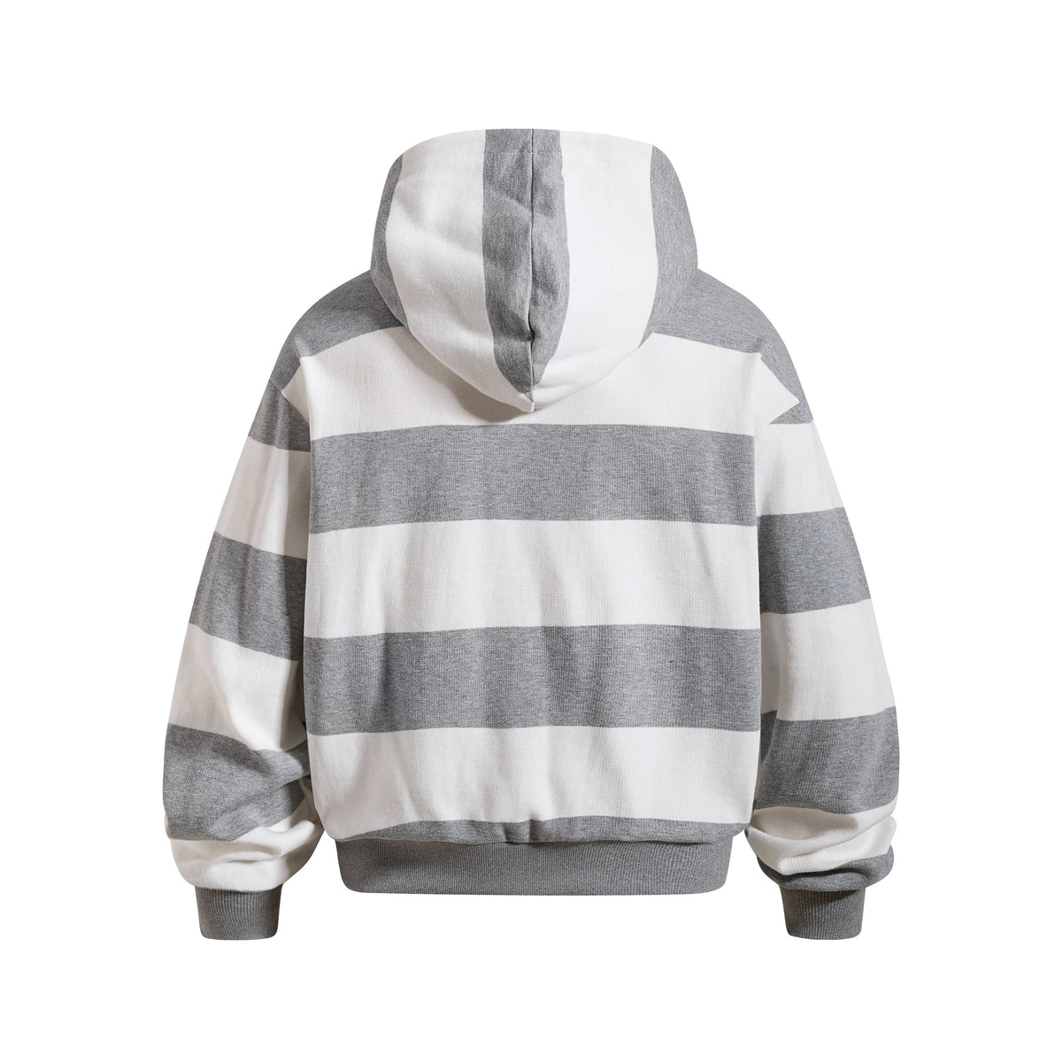 Madxmarx Striped Patchwork Graphic Zip-Up Hoodie