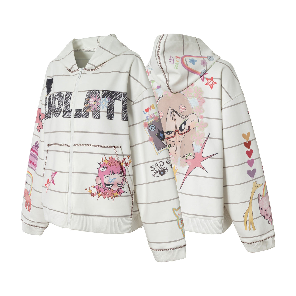 Madxmarx All-Over Graphic Zip Hoodie