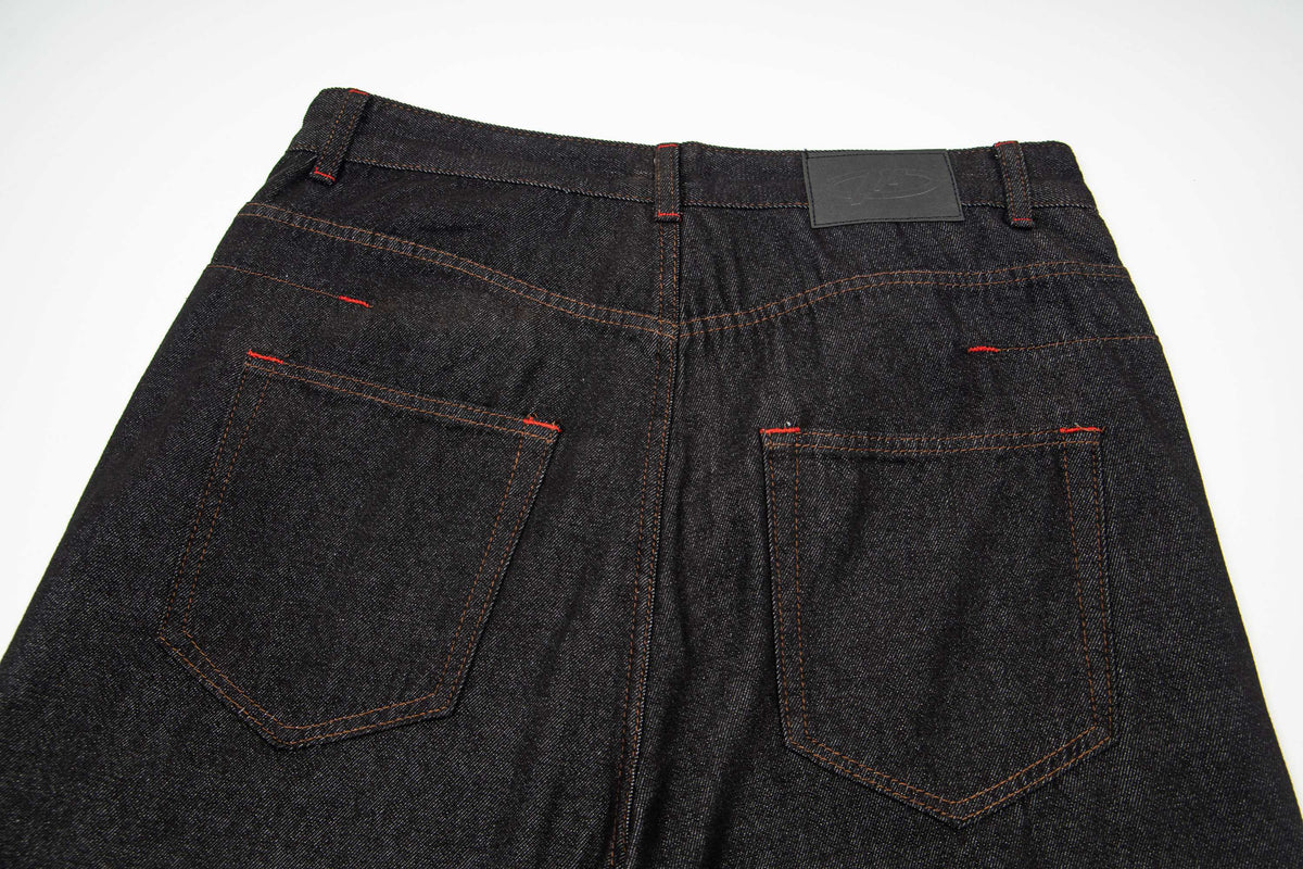 Pantalones de mezclilla de pierna ancha con cierre de gancho Madxmarx