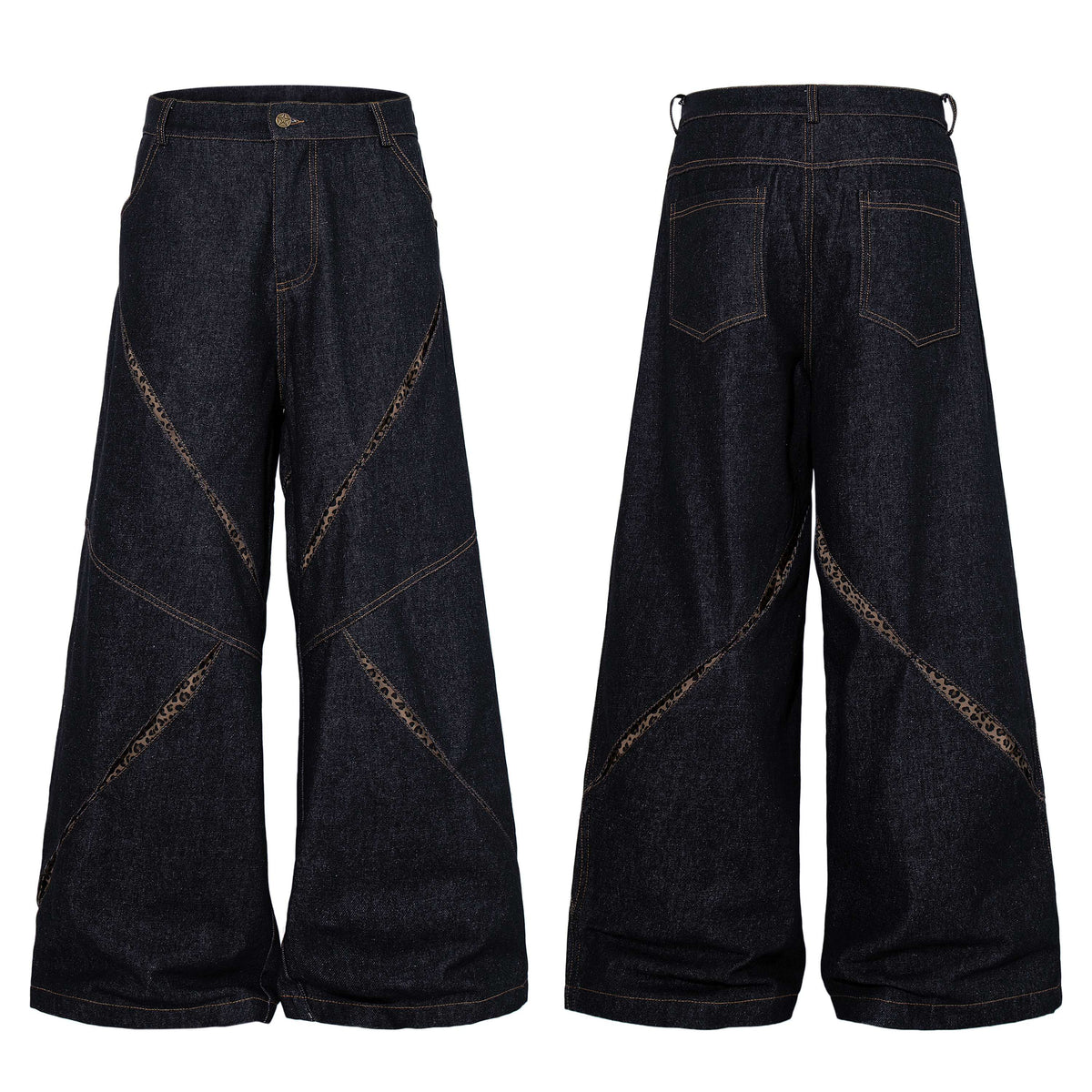 Madxmarx Leopard Panel Wide-Leg Jeans